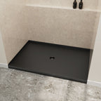 48" x 32" in Shower Base,resin and fiberglass,Center Drain Single-Threshold Shower Pan,Black Vein Black Marble-Look Sintered Stone SKU T6587P581079 product image 2