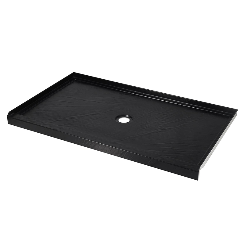 48" x 32" in Shower Base,resin and fiberglass,Center Drain Single-Threshold Shower Pan,Black Vein Black Marble-Look Sintered Stone SKU T6587P581079 product image 6