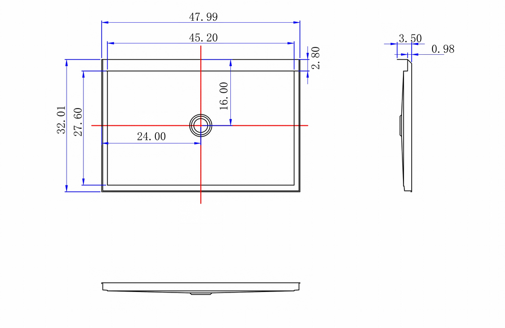 48" x 32" in Shower Base,resin and fiberglass,Center Drain Single-Threshold Shower Pan,Black Vein Black Marble-Look Sintered Stone SKU T6587P581079 product image 7