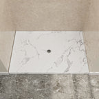 48" x 32" in Shower Base,resin and fiberglass,Center Drain Single-Threshold Shower Pan,Jazz White Vein White+ Charcoal SKU T6587P581121 product image 1