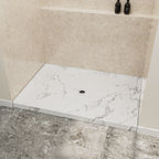 48" x 32" in Shower Base,resin and fiberglass,Center Drain Single-Threshold Shower Pan,Jazz White Vein White+ Charcoal SKU T6587P581121 product image 2