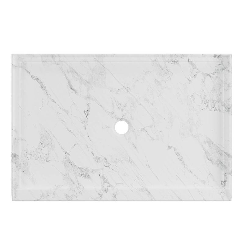 48" x 32" in Shower Base,resin and fiberglass,Center Drain Single-Threshold Shower Pan,Jazz White Vein White+ Charcoal SKU T6587P581121 product image 3