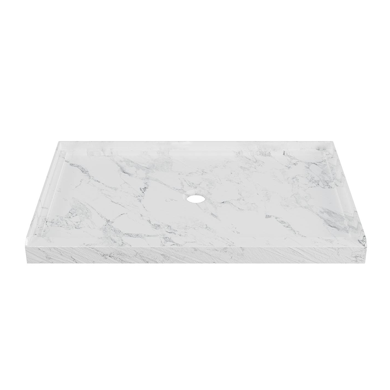 48" x 32" in Shower Base,resin and fiberglass,Center Drain Single-Threshold Shower Pan,Jazz White Vein White+ Charcoal SKU T6587P581121 product image 4