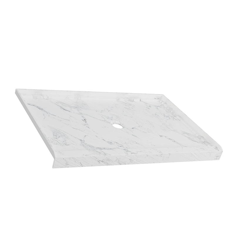 48" x 32" in Shower Base,resin and fiberglass,Center Drain Single-Threshold Shower Pan,Jazz White Vein White+ Charcoal SKU T6587P581121 product image 5