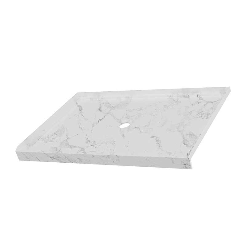 48" x 32" in Shower Base,resin and fiberglass,Center Drain Single-Threshold Shower Pan,Jazz White Vein White+ Charcoal SKU T6587P581121 product image 6