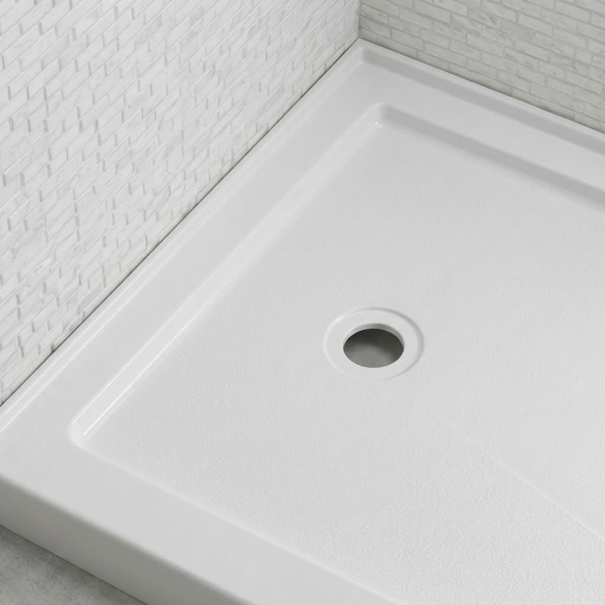 60" x 36" Rectangular Shower Base Pan, White Acrylic Single-Threshold Shower Tray with Center Drain, Non-Slip Surface Glossy White SKU T6632P588116 product image 5