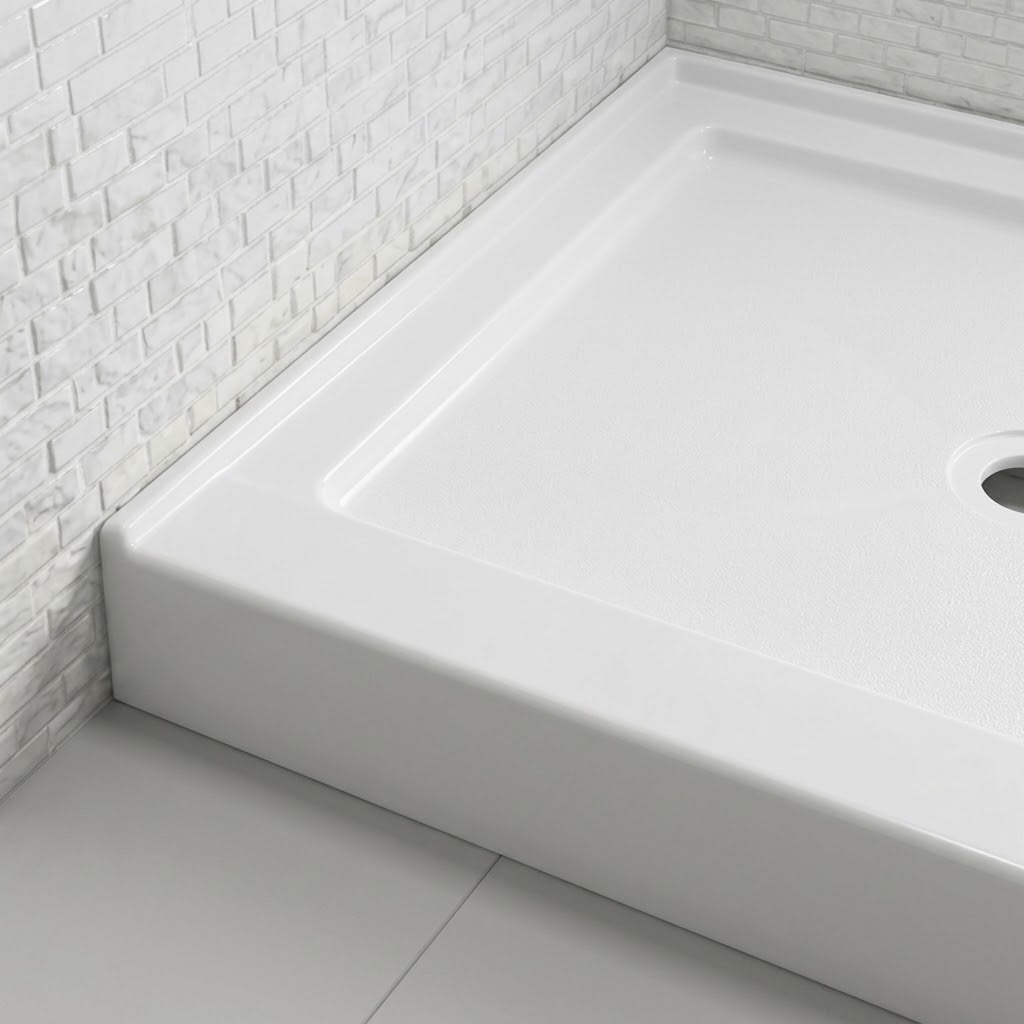 60" x 36" Rectangular Shower Base Pan, White Acrylic Single-Threshold Shower Tray with Left Drain, Non-Slip Surface Glossy White SKU T6632P588117 product image 5
