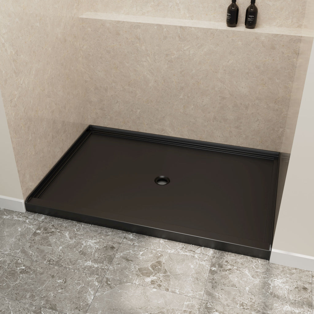 48" x 32" in Shower Base,resin and fiberglass,Center Drain Single-Threshold Shower Pan,Glossy Black Black SKU T6587P581152 product image 3