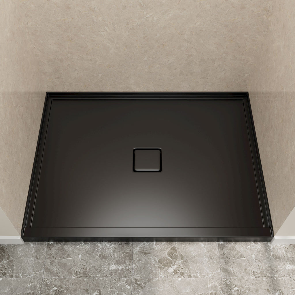 48" x 36" in Shower Base,resin and fiberglass,Center Drain Single-Threshold Shower Pan,Glossy Black Black SKU T6587P581315 product image 1