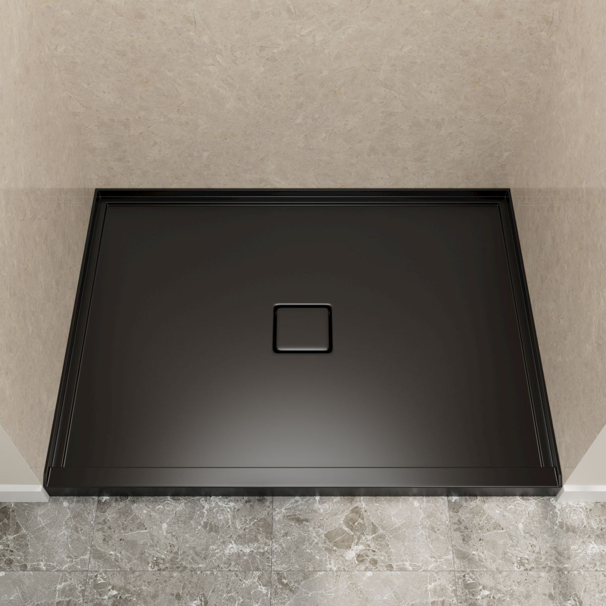 48" x 36" in Shower Base,resin and fiberglass,Center Drain Single-Threshold Shower Pan,Glossy Black Black SKU T6587P581315 product image 1