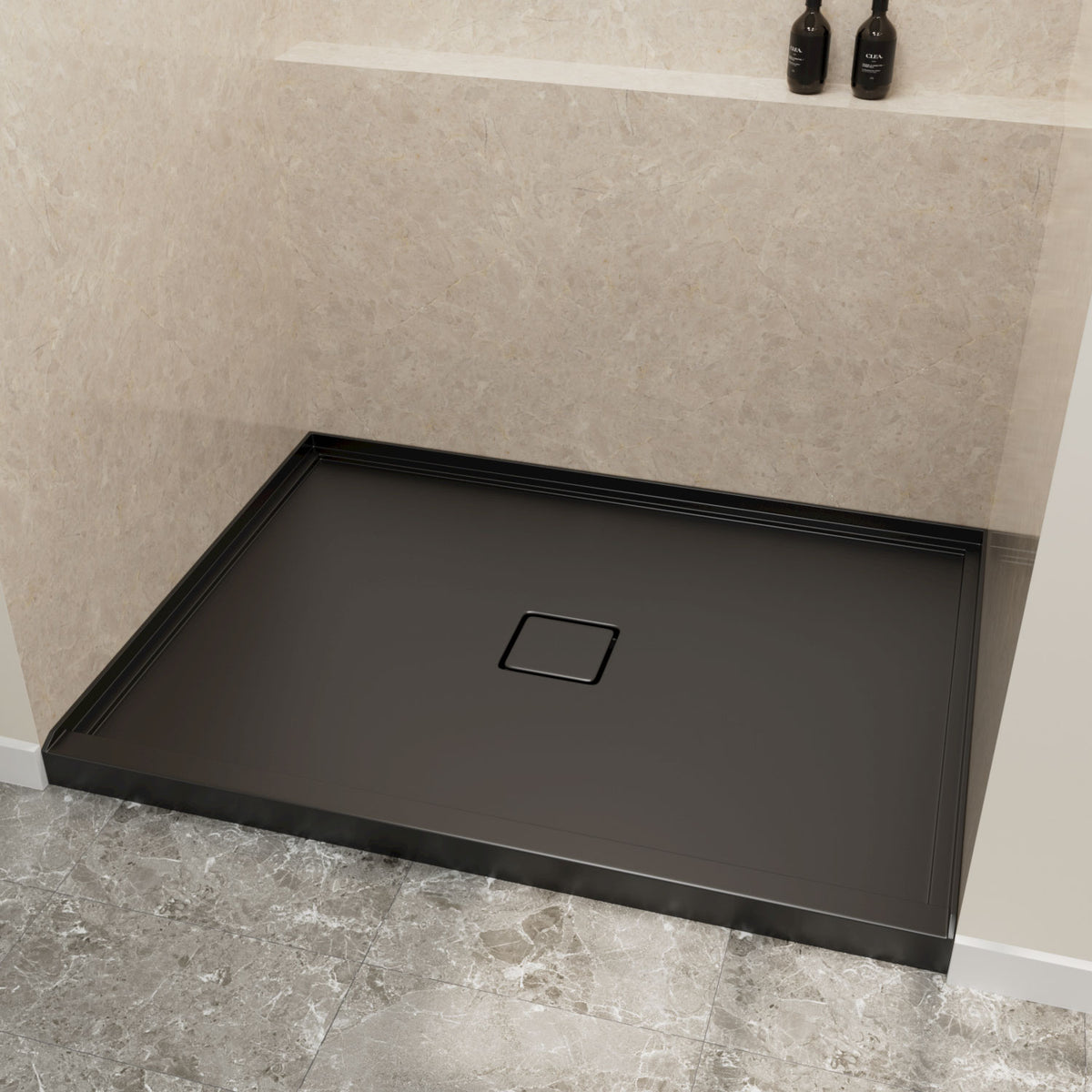 48" x 36" in Shower Base,resin and fiberglass,Center Drain Single-Threshold Shower Pan,Glossy Black Black SKU T6587P581315 product image 2