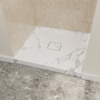 36" x 36" in Shower Base,resin and fiberglass,Center Drain Single-Threshold Shower Pan,Jazz White Vein White+ Charcoal SKU T6587P581366 product image 2