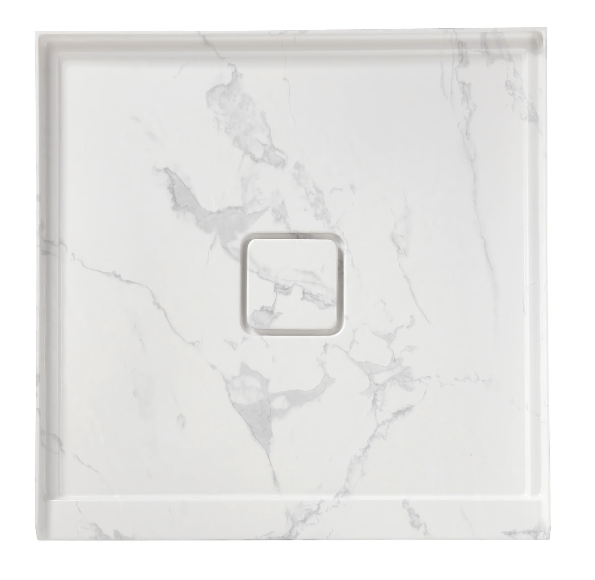 36" x 36" in Shower Base,resin and fiberglass,Center Drain Single-Threshold Shower Pan,Jazz White Vein White+ Charcoal SKU T6587P581366 product image 3