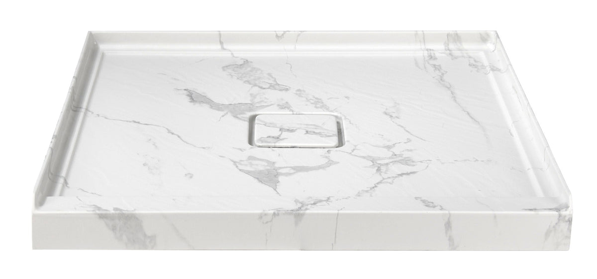 36" x 36" in Shower Base,resin and fiberglass,Center Drain Single-Threshold Shower Pan,Jazz White Vein White+ Charcoal SKU T6587P581366 product image 5