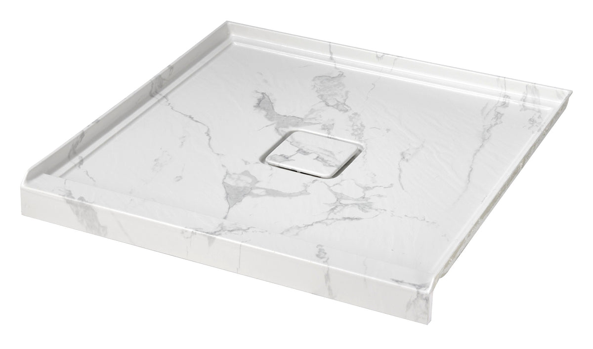 36" x 36" in Shower Base,resin and fiberglass,Center Drain Single-Threshold Shower Pan,Jazz White Vein White+ Charcoal SKU T6587P581366 product image 6