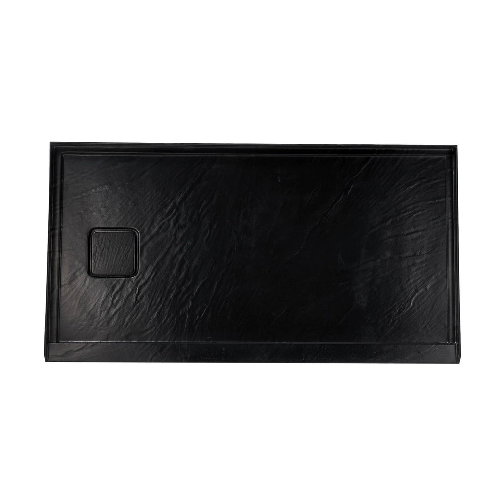 60" x 32" in Shower Base,resin and fiberglass,Left Drain Single-Threshold Shower Pan, Black Marble Black Marble-Look Sintered Stone SKU T6587P578428 product image 3