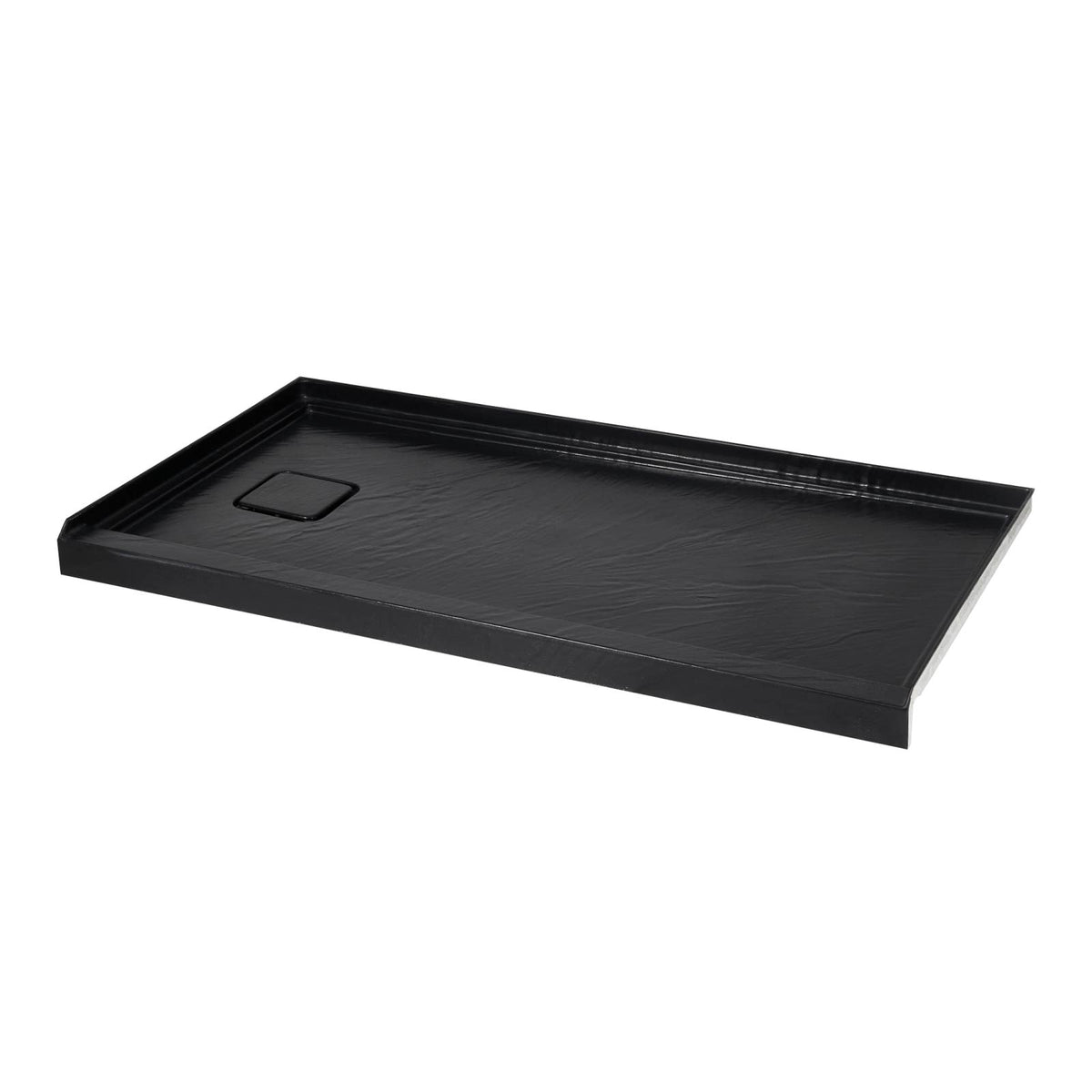 60" x 32" in Shower Base,resin and fiberglass,Left Drain Single-Threshold Shower Pan, Black Marble Black Marble-Look Sintered Stone SKU T6587P578428 product image 6