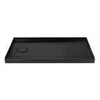 60" x 32" in Shower Base,resin and fiberglass,Left Drain Single-Threshold Shower Pan, Black Marble Black Marble-Look Sintered Stone SKU T6587P578428 product image 7
