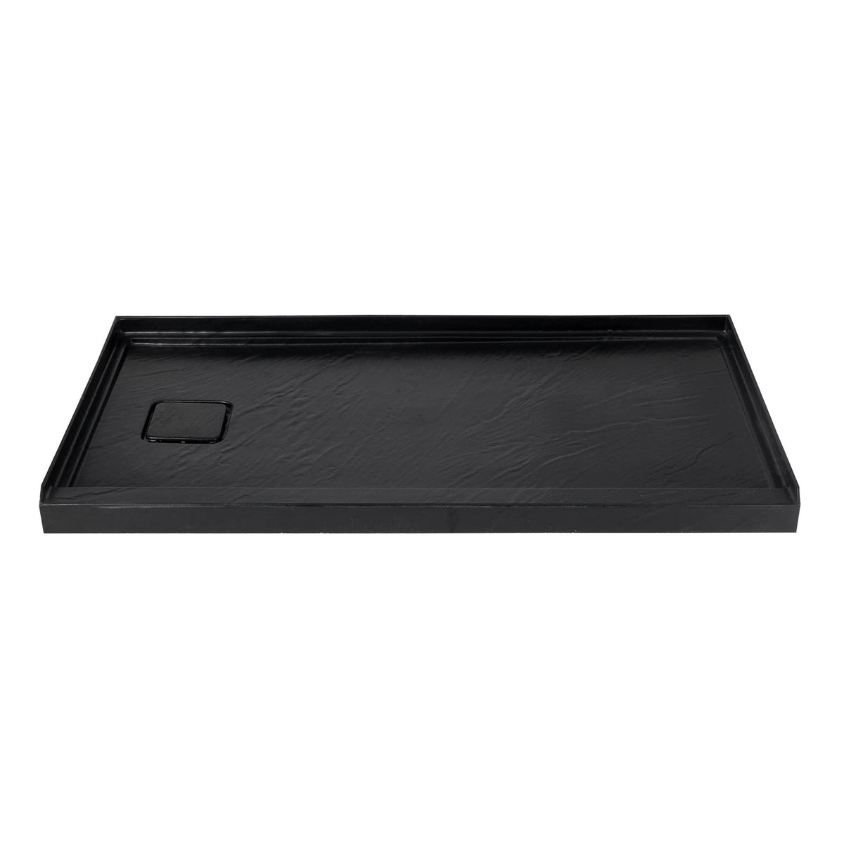 60" x 32" in Shower Base,resin and fiberglass,Left Drain Single-Threshold Shower Pan, Black Marble Black Marble-Look Sintered Stone SKU T6587P578428 product image 7