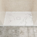 60" x 36" in Shower Base,resin and fiberglass,Center Drain Single-Threshold Shower Pan,JazzWhite Vein White+ Charcoal SKU T6587P581326 product image 1