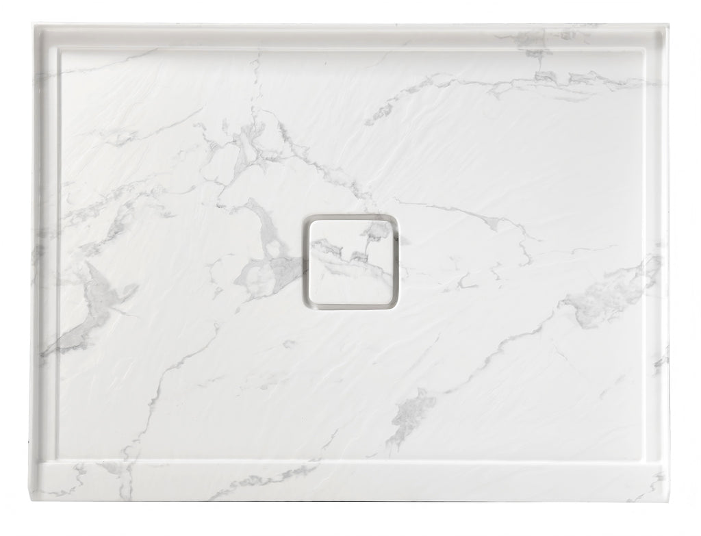 60" x 36" in Shower Base,resin and fiberglass,Center Drain Single-Threshold Shower Pan,JazzWhite Vein White+ Charcoal SKU T6587P581326 product image 3