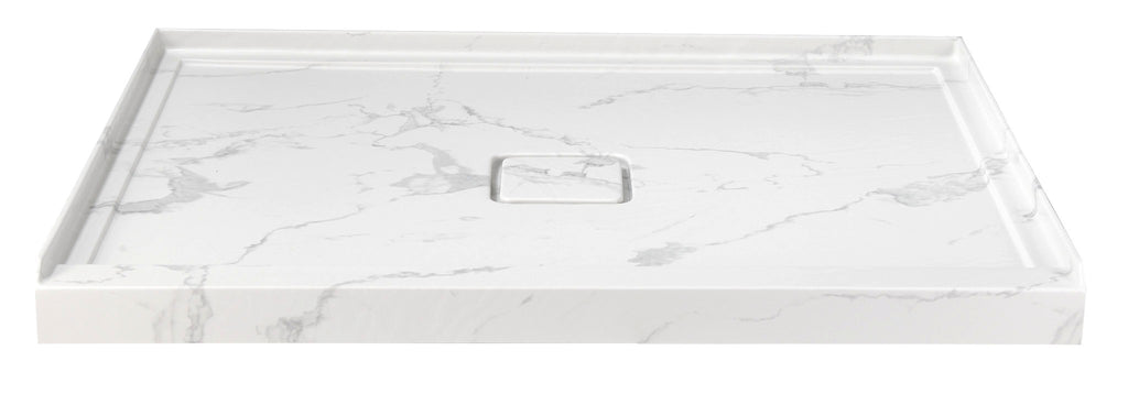 60" x 36" in Shower Base,resin and fiberglass,Center Drain Single-Threshold Shower Pan,JazzWhite Vein White+ Charcoal SKU T6587P581326 product image 6