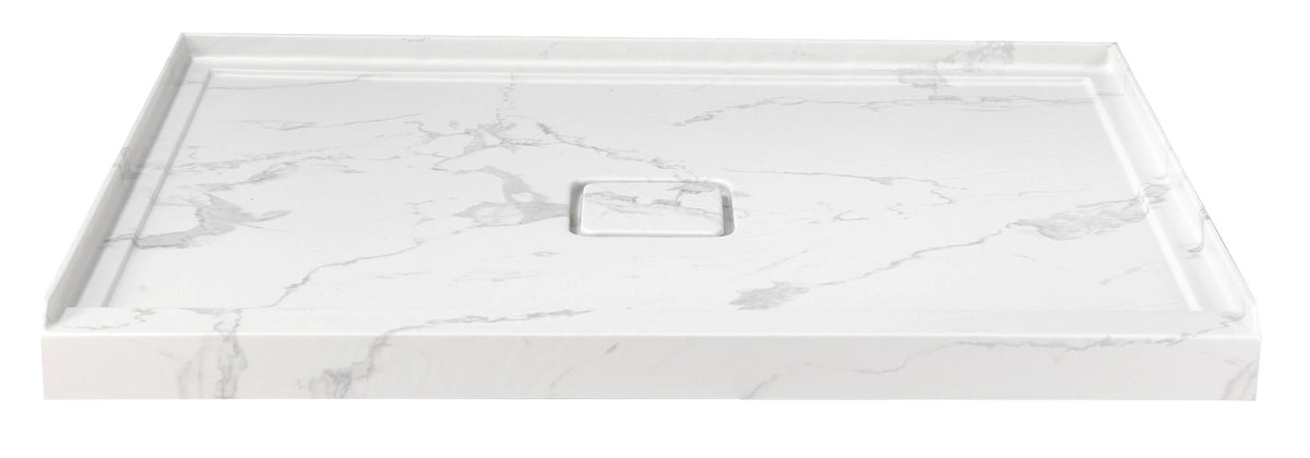 60" x 36" in Shower Base,resin and fiberglass,Center Drain Single-Threshold Shower Pan,JazzWhite Vein White+ Charcoal SKU T6587P581326 product image 6