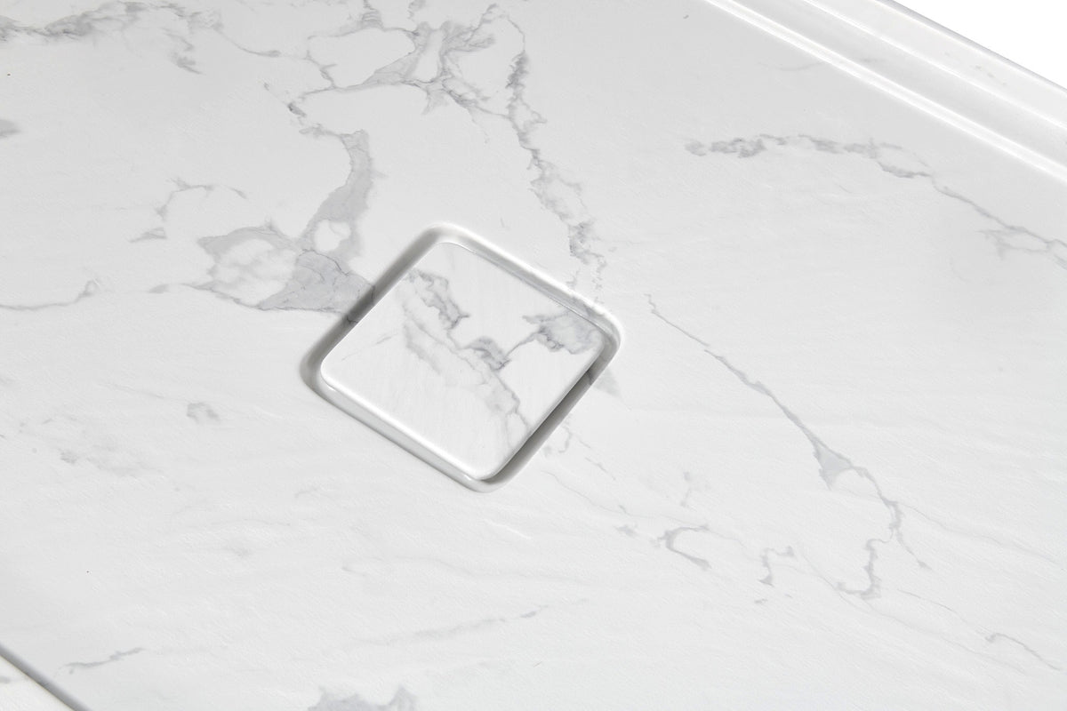 60" x 36" in Shower Base,resin and fiberglass,Center Drain Single-Threshold Shower Pan,JazzWhite Vein White+ Charcoal SKU T6587P581326 product image 8