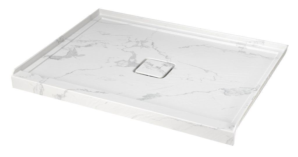 60" x 36" in Shower Base,resin and fiberglass,Center Drain Single-Threshold Shower Pan,JazzWhite Vein White+ Charcoal SKU T6587P581326 product image 9