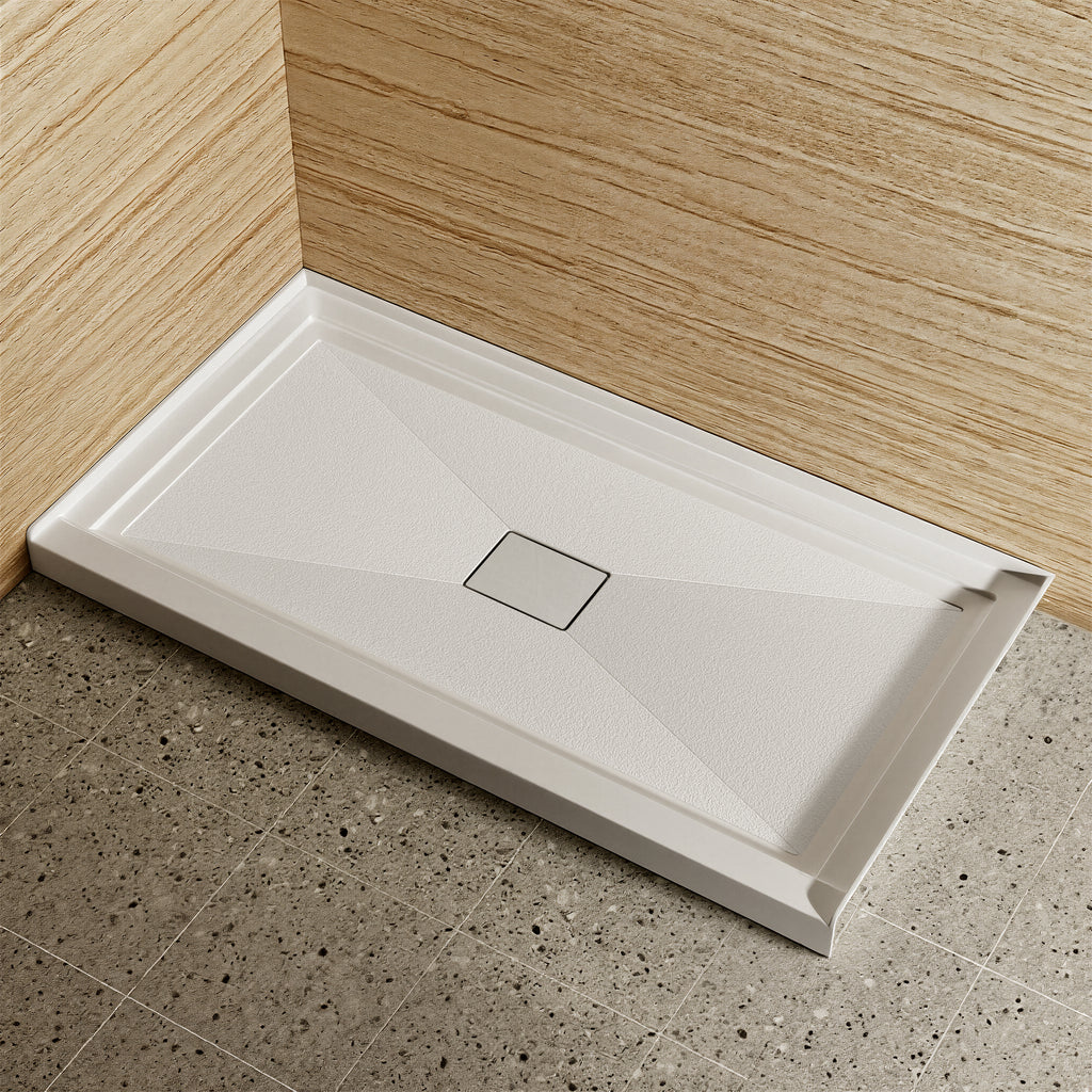 60x32 Inch White Acrylic Shower Base, Center Drain, Non-Slip Surface White SKU T5595P487481 product image 1