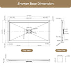 60x32 Inch White Acrylic Shower Base, Center Drain, Non-Slip Surface White SKU T5595P487481 product image 2
