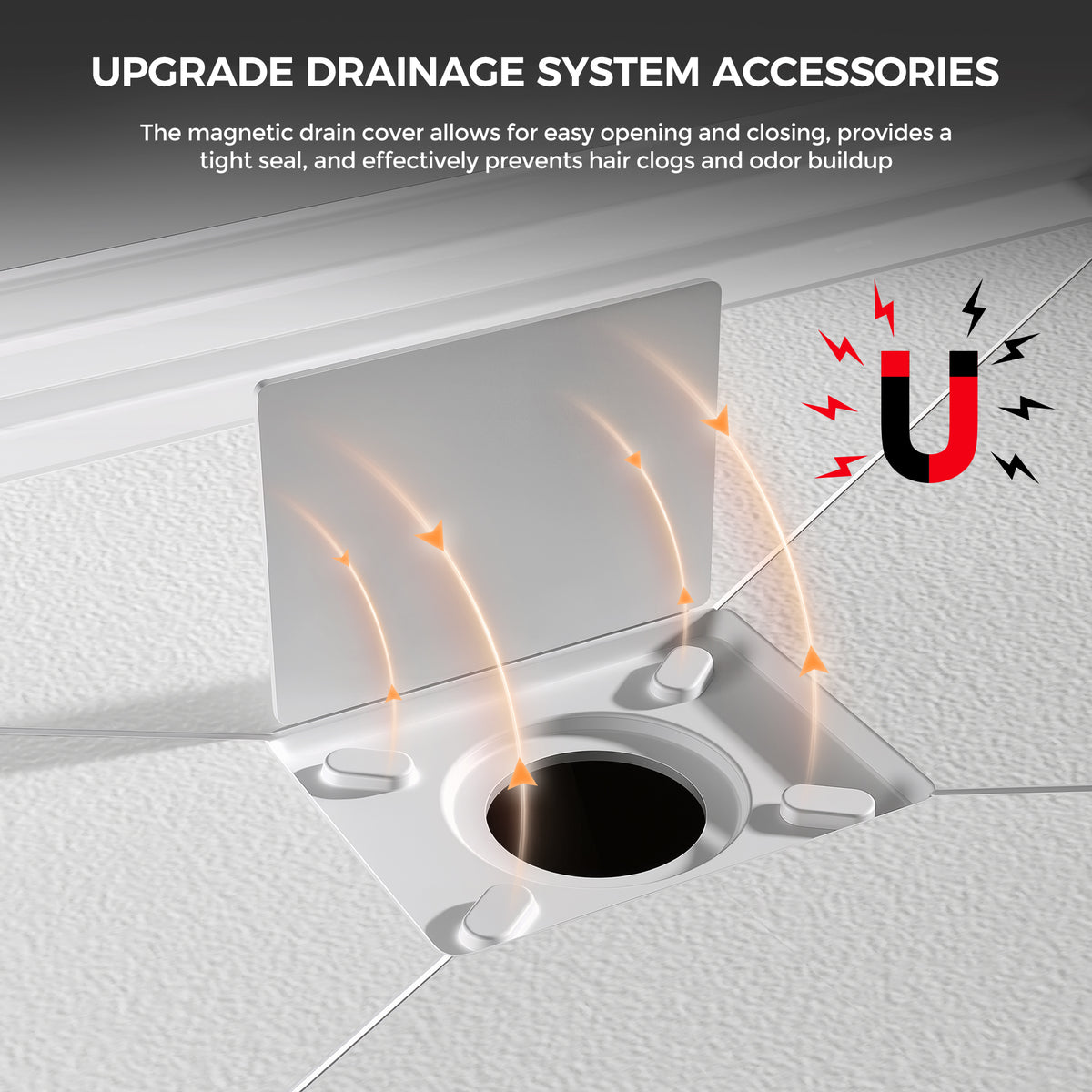 60x32 Inch White Acrylic Shower Base, Center Drain, Non-Slip Surface White SKU T5595P487481 product image 6