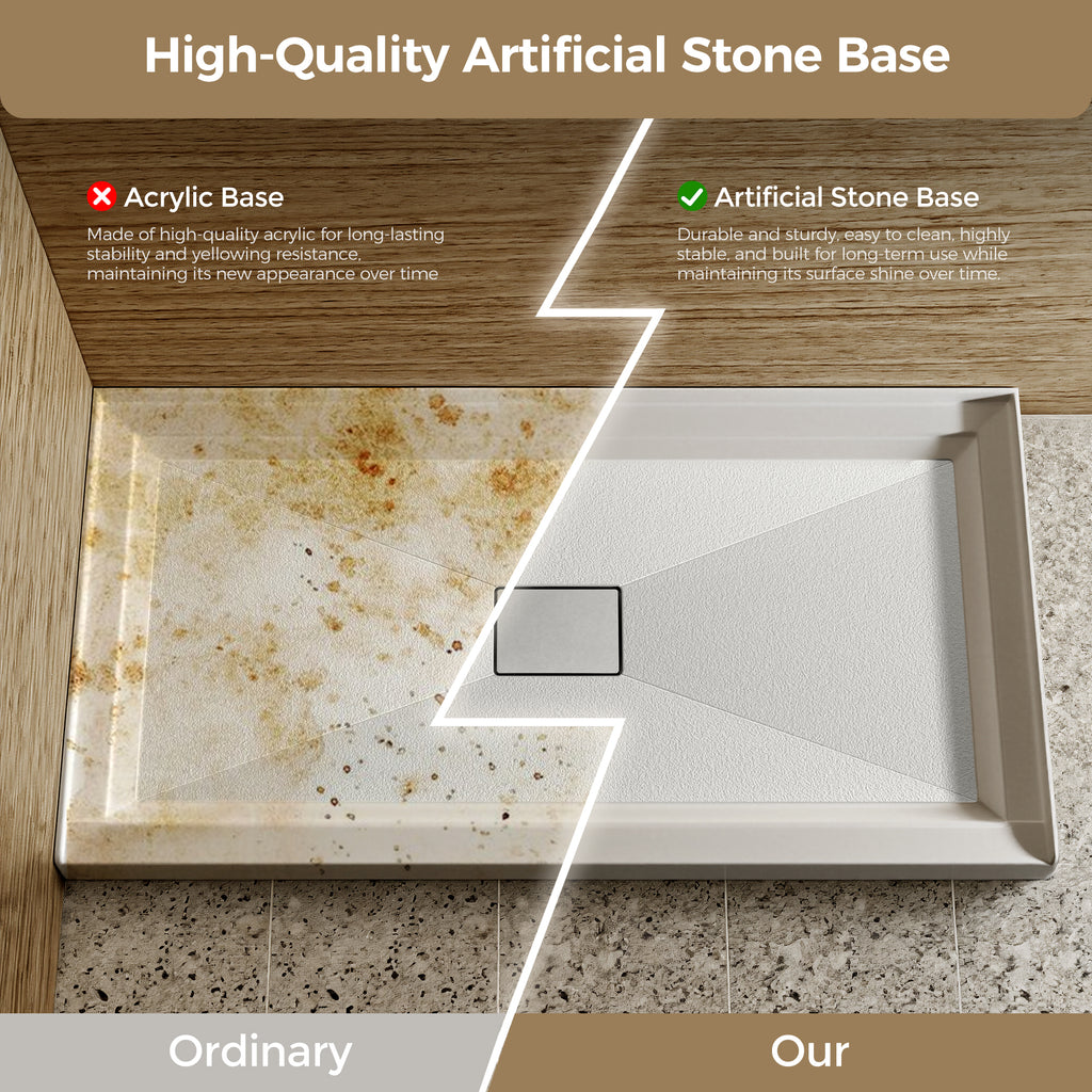 60x32 Inch White Acrylic Shower Base, Center Drain, Non-Slip Surface White SKU T5595P487481 product image 8