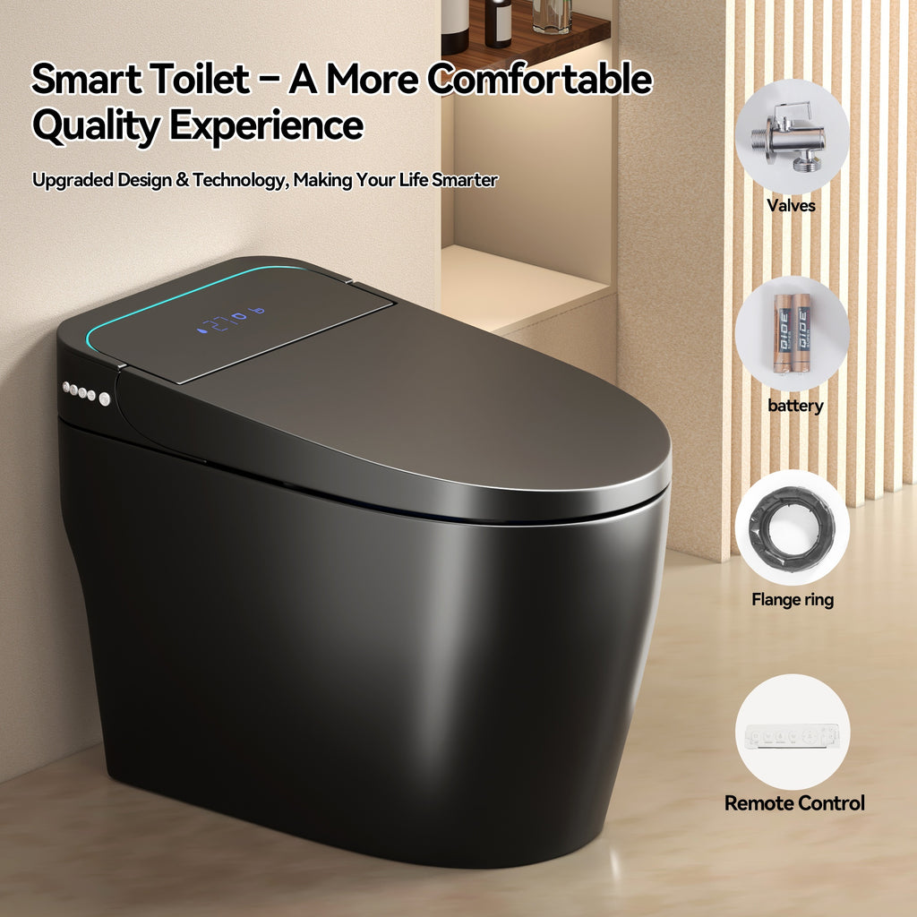 Unique Smart Toile, One Piece Toilet with Bidet Built In,Intelligent Toilet Auto Open/Close Seat. Bidet toilet with Dryer and Warm Water.BLACK