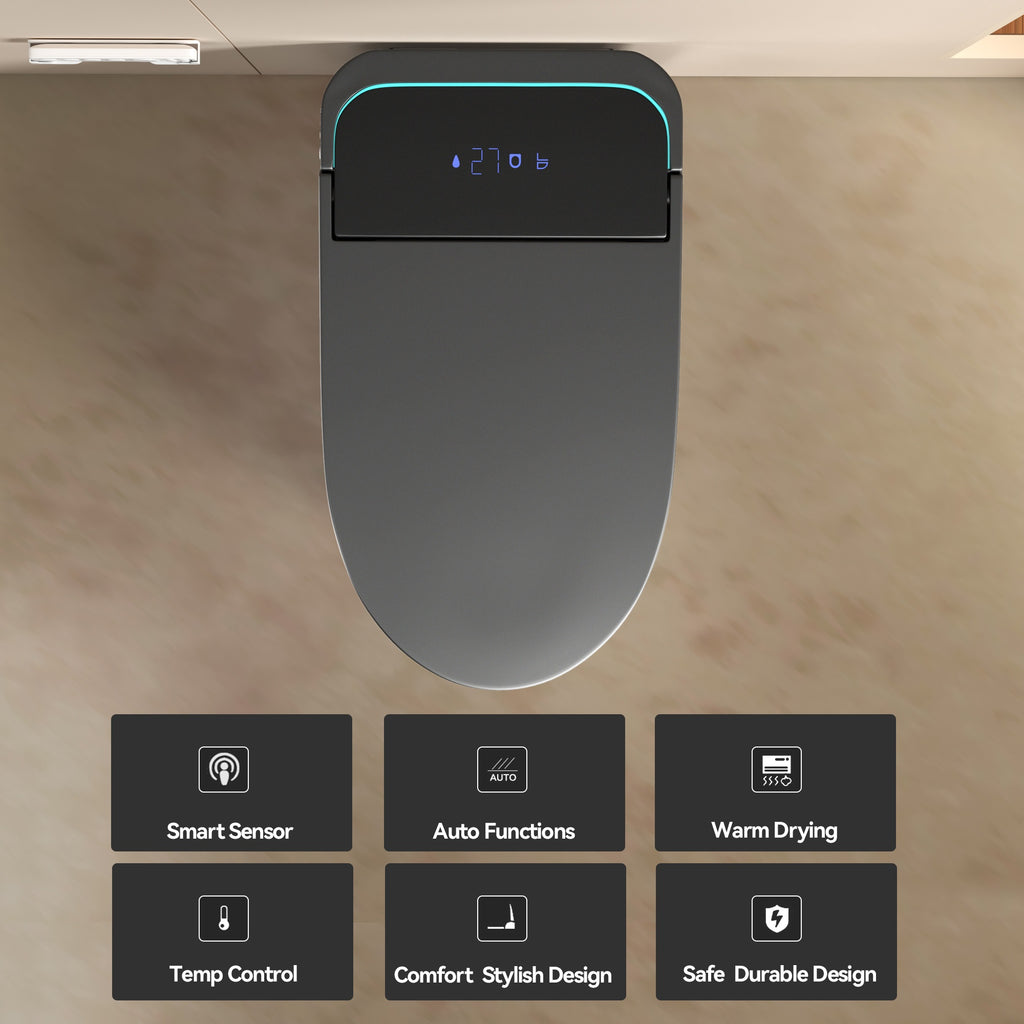 Unique Smart Toile, One Piece Toilet with Bidet Built In,Intelligent Toilet Auto Open/Close Seat. Bidet toilet with Dryer and Warm Water.Gray
