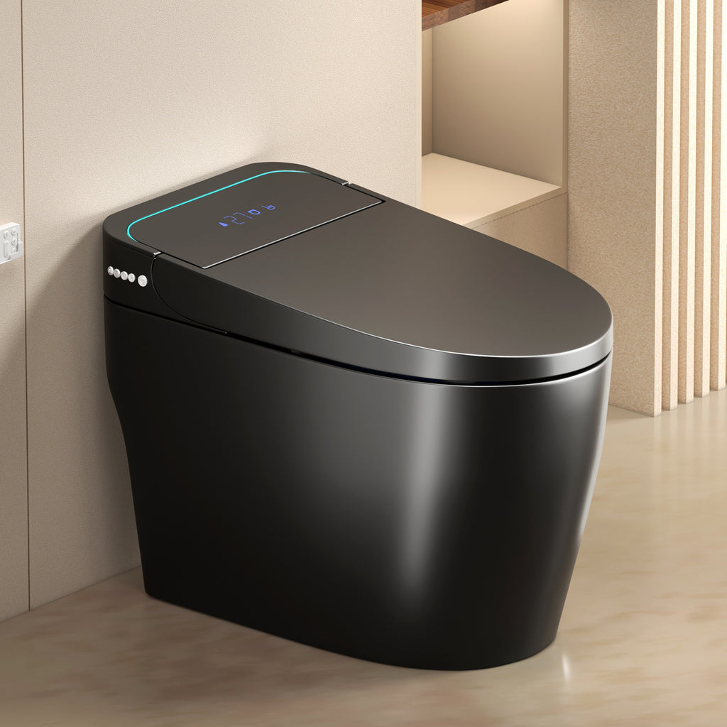 Unique Smart Toile, One Piece Toilet with Bidet Built In,Intelligent Toilet Auto Open/Close Seat. Bidet toilet with Dryer and Warm Water.BLACK