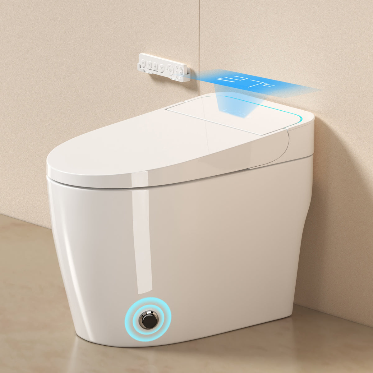 Unique Smart Toile, One Piece Toilet with Bidet Built In,Intelligent Toilet Auto Open/Close Seat. Bidet toilet with Dryer and Warm Water.WHITE