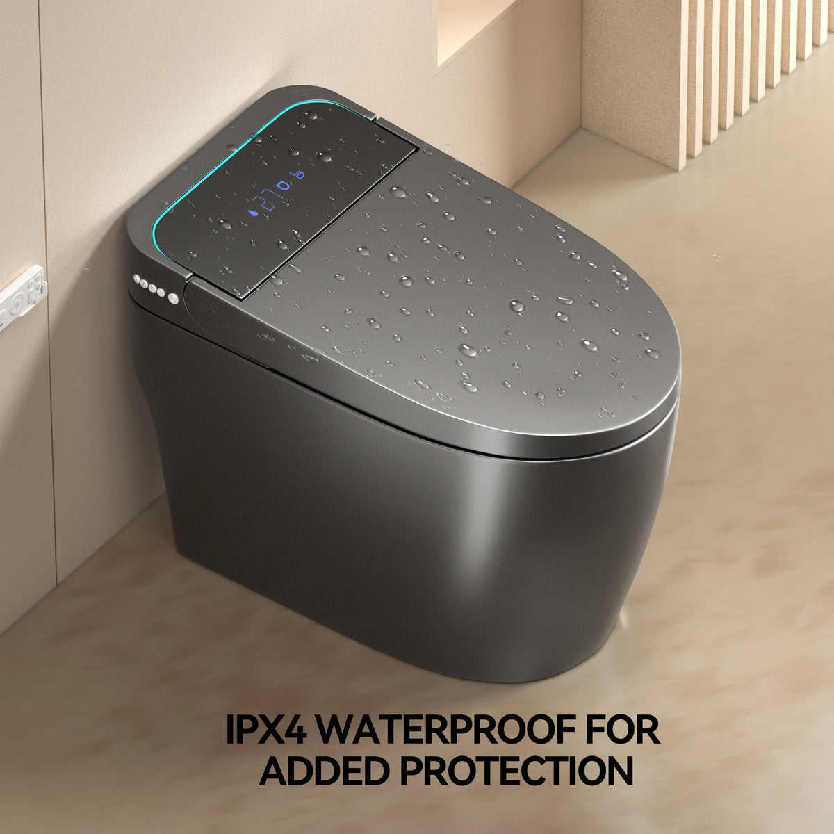 Unique Smart Toile, One Piece Toilet with Bidet Built In,Intelligent Toilet Auto Open/Close Seat. Bidet toilet with Dryer and Warm Water.Gray