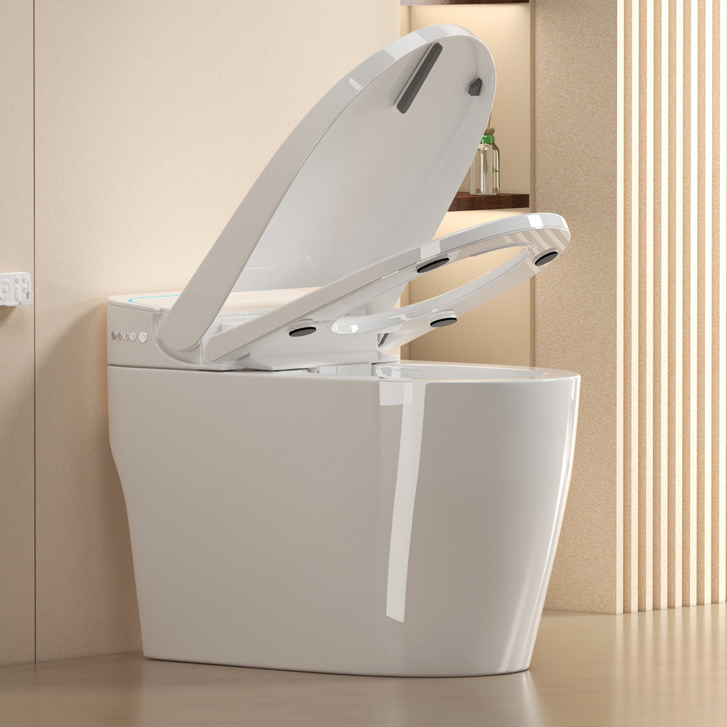 Unique Smart Toile, One Piece Toilet with Bidet Built In,Intelligent Toilet Auto Open/Close Seat. Bidet toilet with Dryer and Warm Water.WHITE