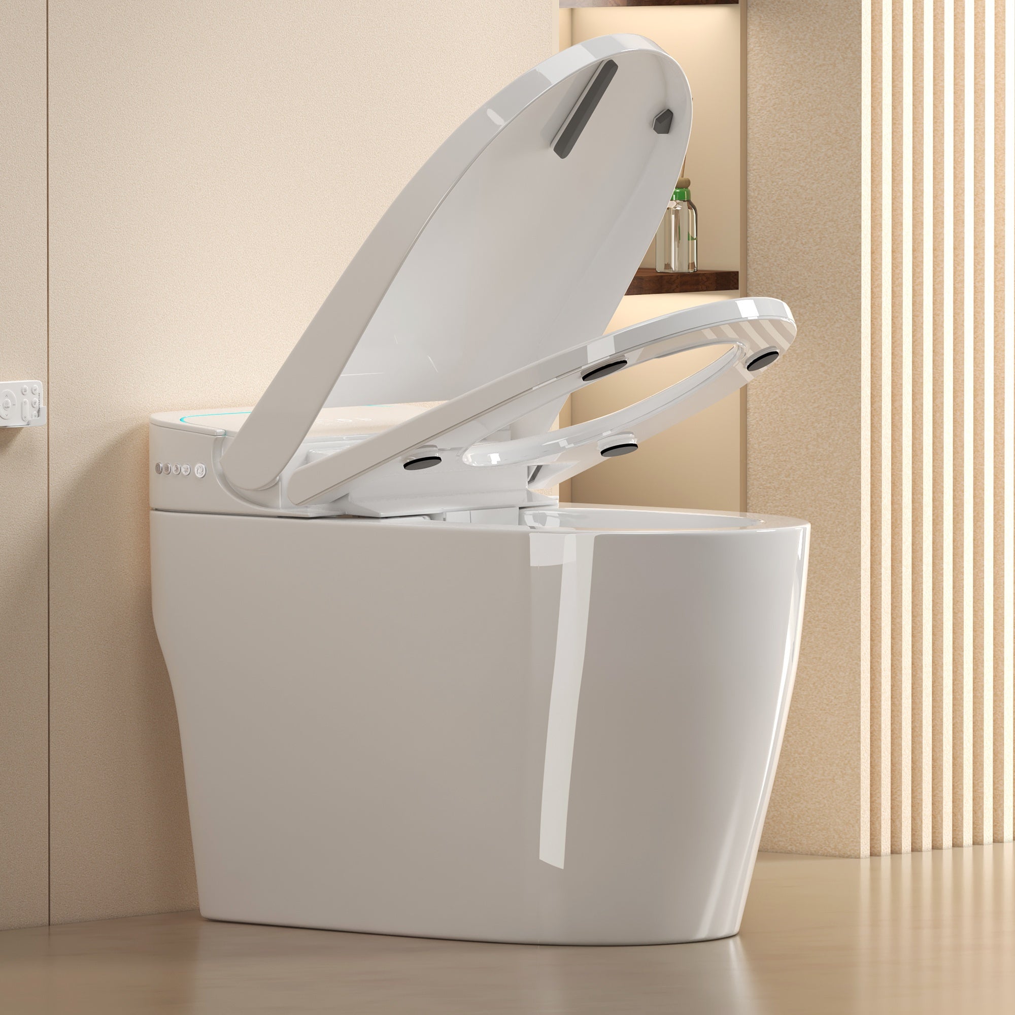 Unique Smart Toile, One Piece Toilet with Bidet Built In,Intelligent Toilet Auto Open/Close Seat. Bidet toilet with Dryer and Warm Water.WHITE