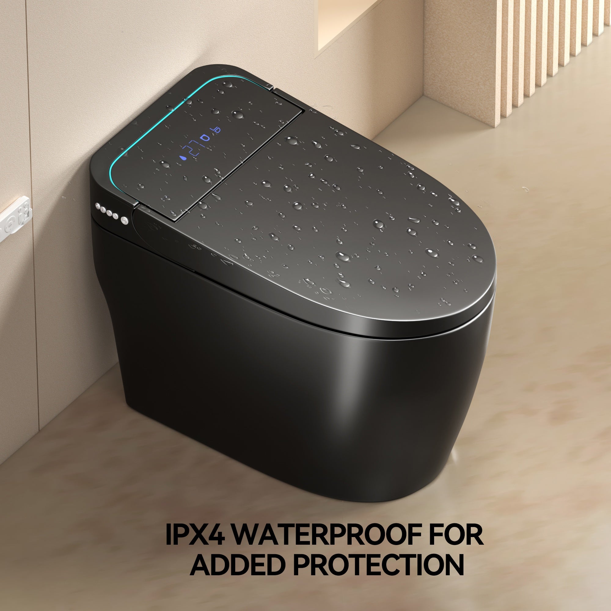 Unique Smart Toile, One Piece Toilet with Bidet Built In,Intelligent Toilet Auto Open/Close Seat. Bidet toilet with Dryer and Warm Water.BLACK