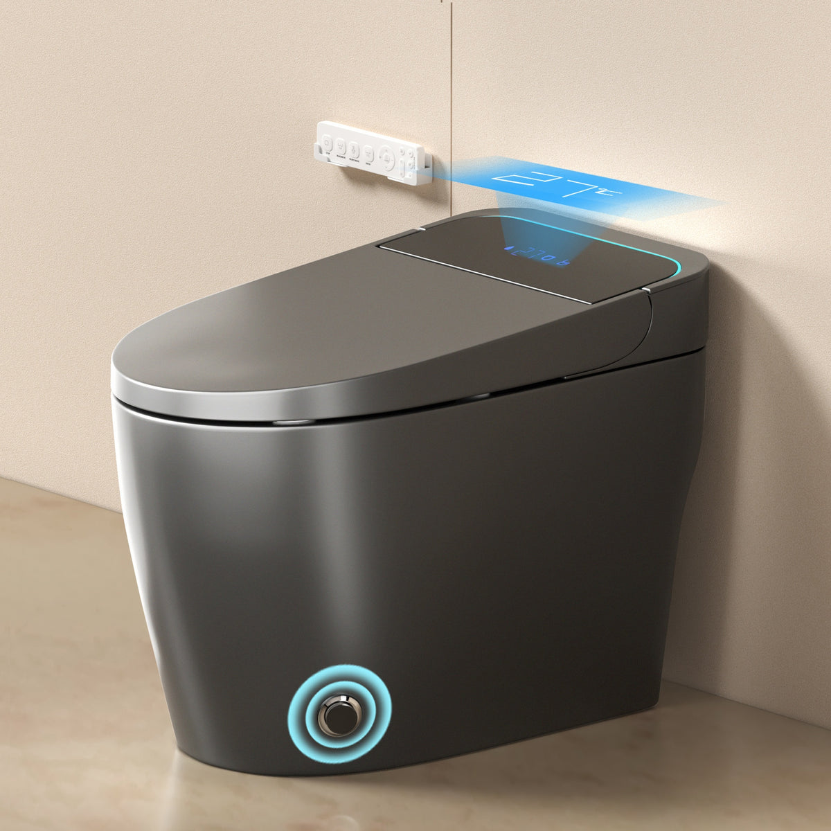 Unique Smart Toile, One Piece Toilet with Bidet Built In,Intelligent Toilet Auto Open/Close Seat. Bidet toilet with Dryer and Warm Water.Gray