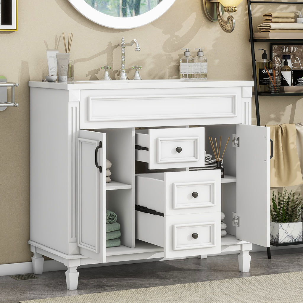 36'' Bathroom Vanity with Top Sink, Modern Bathroom Storage Cabinet with 2 Soft Closing Doors, Single Sink Bathroom Vanity
