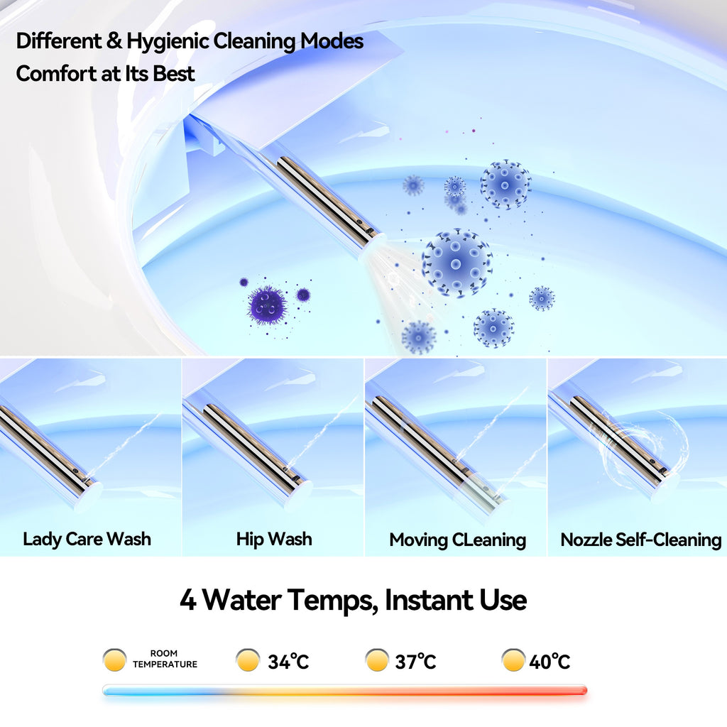 Unique Smart Toile, One Piece Toilet with Bidet Built In,Intelligent Toilet Auto Open/Close Seat. Bidet toilet with Dryer and Warm Water.WHITE