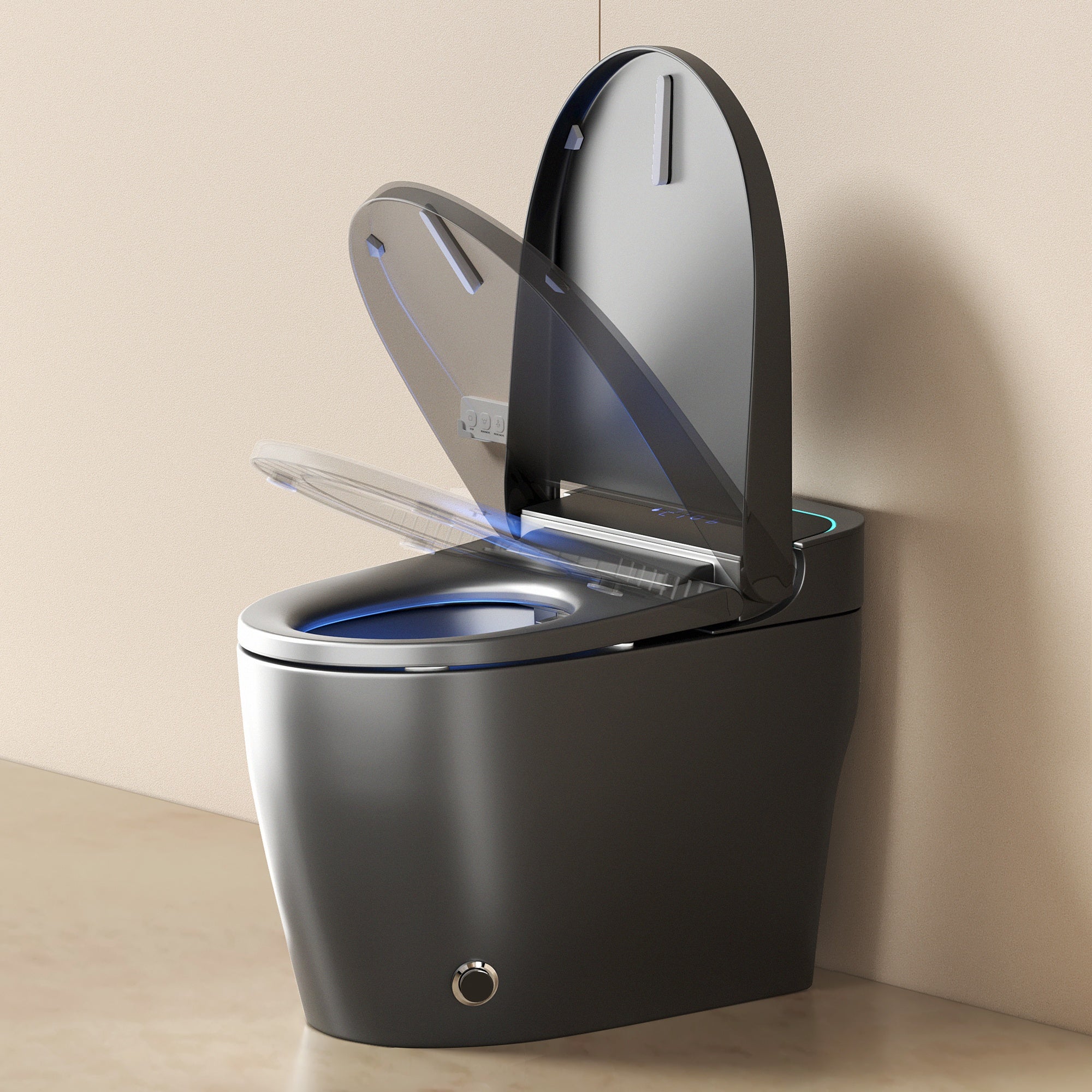 Unique Smart Toile, One Piece Toilet with Bidet Built In,Intelligent Toilet Auto Open/Close Seat. Bidet toilet with Dryer and Warm Water.Gray