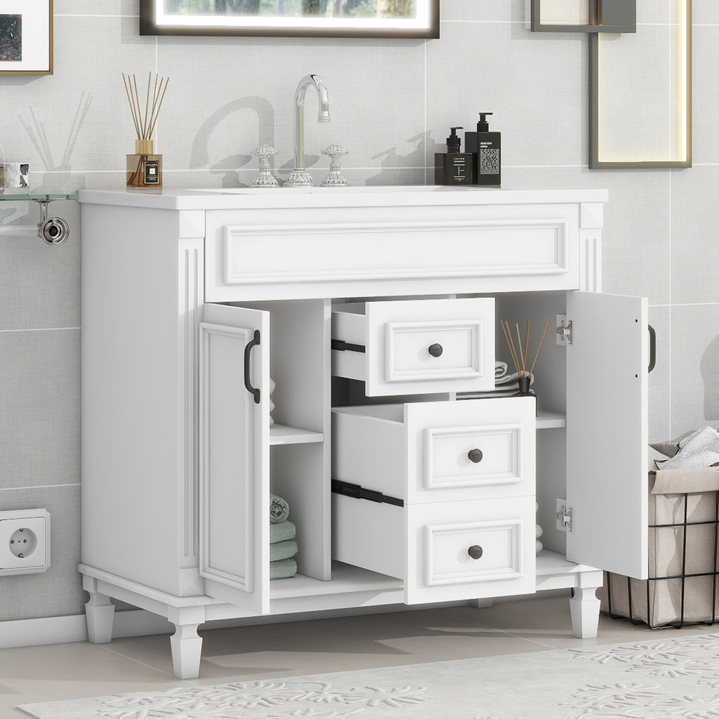 36'' Bathroom Vanity with Top Sink, Modern Bathroom Storage Cabinet with 2 Soft Closing Doors, Single Sink Bathroom Vanity