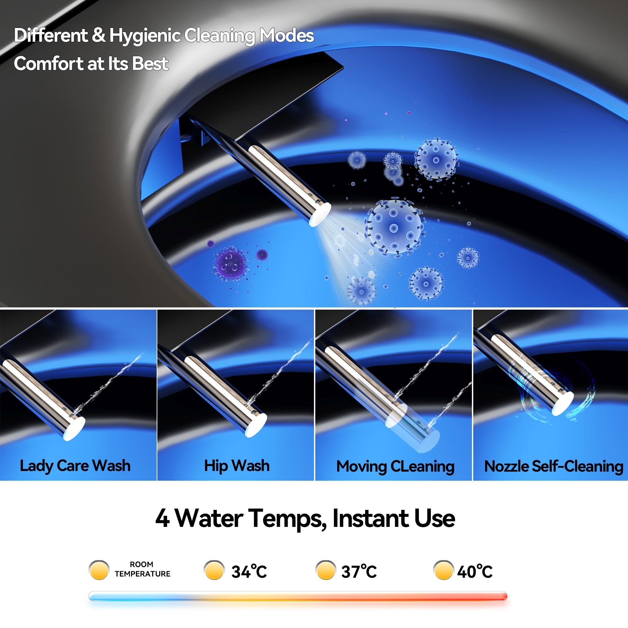 Unique Smart Toile, One Piece Toilet with Bidet Built In,Intelligent Toilet Auto Open/Close Seat. Bidet toilet with Dryer and Warm Water.BLACK