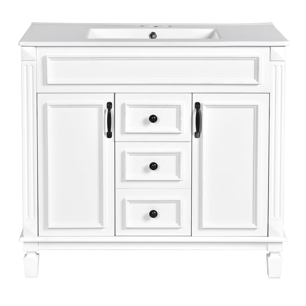 36'' Bathroom Vanity with Top Sink, Modern Bathroom Storage Cabinet with 2 Soft Closing Doors, Single Sink Bathroom Vanity