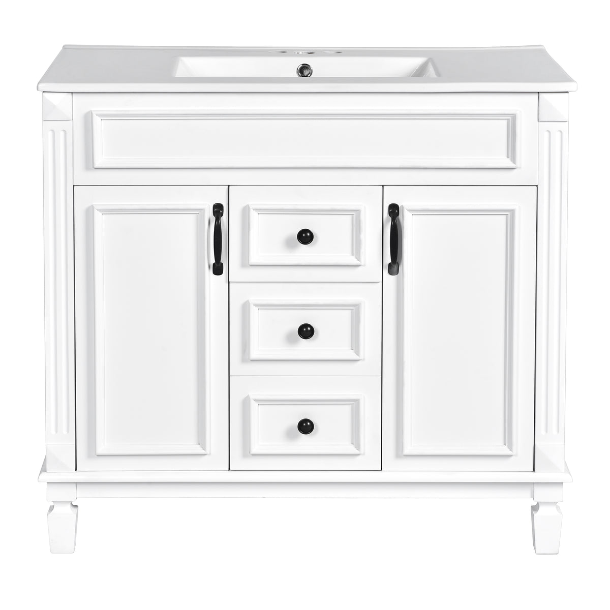 36'' Bathroom Vanity with Top Sink, Modern Bathroom Storage Cabinet with 2 Soft Closing Doors, Single Sink Bathroom Vanity
