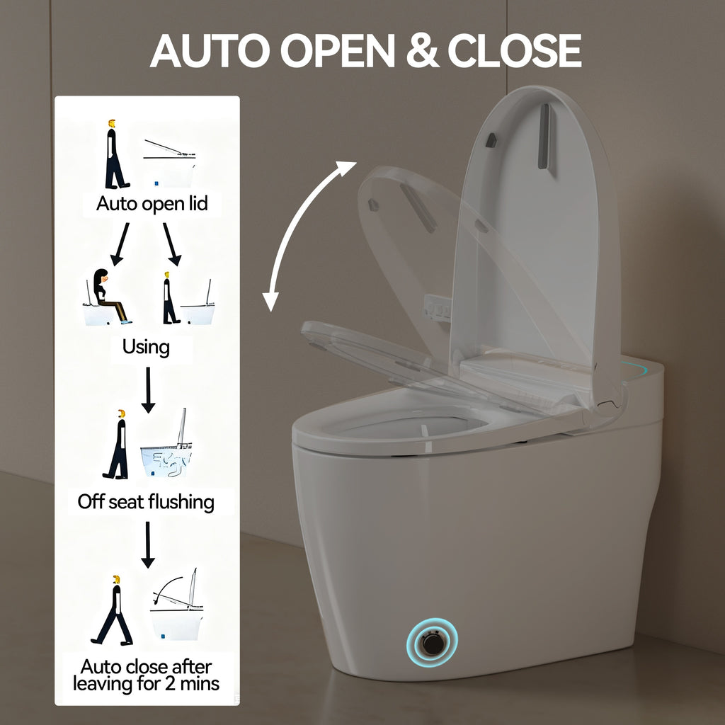 Unique Smart Toile, One Piece Toilet with Bidet Built In,Intelligent Toilet Auto Open/Close Seat. Bidet toilet with Dryer and Warm Water.WHITE